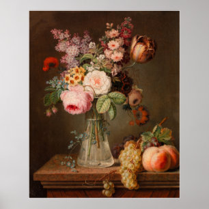 Bloemstuk in glazen vaas poster