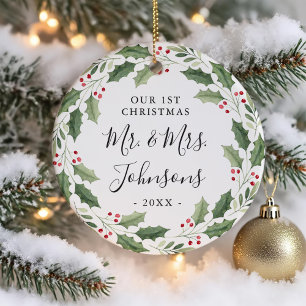 Bloemstuk Krans Eerste Kerstmis Keramisch Ornament