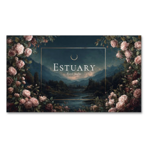Bloemstuk Moody Rose en Landschap van Twilight Mou Magnetisch Visitekaartje