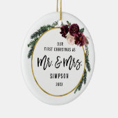 Bloemstuk Onze Eerste Kerstmis Als Meneer & Mevrou Keramisch Ornament (Rechts)