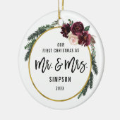 Bloemstuk Onze Eerste Kerstmis Als Meneer & Mevrou Keramisch Ornament (Links)