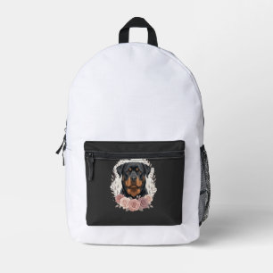 Bloemstuk Rottweiler Hondenportret Sublimatie Bedrukte Rugzak