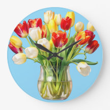 Bloemstuk Tulp Boeket Ronde Wandklok