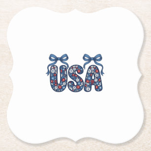 Bloemstuk USA Strik patriottisch vector ontwerp_1 Kartonnen Onderzetters