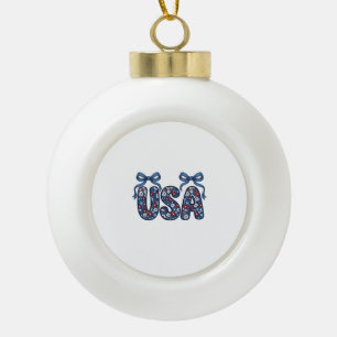 Bloemstuk USA Strik patriottisch vector ontwerp_1 Keramische Bal Ornament