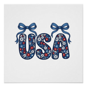 Bloemstuk USA Strik patriottisch vectorontwerp_1 Perfect Poster