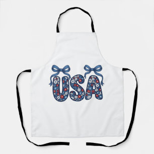Bloemstuk USA Strik patriottische Vector ontwerp_1 Schort