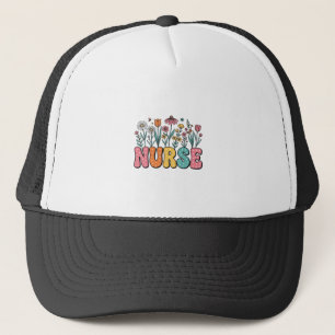 Bloemstuk Verpleegster Bubble Letter Vintage Stijl Trucker Pet