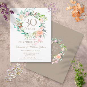 Bloemstuk voor verrassingsfeestje 30-jarig huwelij briefkaart