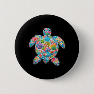 Bloemstukwerk Schildpad Zomer Retro Strand Zee Ronde Button 5,7 Cm