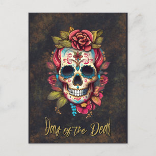 Bloemsuiker schedel Día de los Muertos Engels Briefkaart