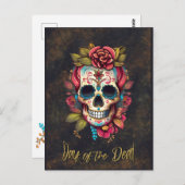 Bloemsuiker schedel Día de los Muertos Engels Briefkaart (Voorkant / Achterkant)