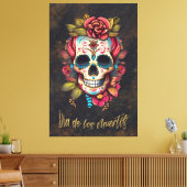 Bloemsuiker schedel Día de los Muertos Spaans Canvas Afdruk (Insitu (Woonkamer))