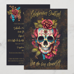 Bloemsuiker schedel Día de los Muertos Spaans Kaart