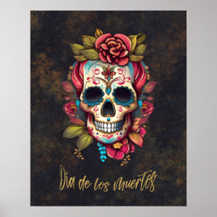 Bloemsuiker schedel Día de los Muertos Spaans Poster