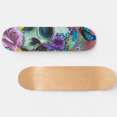 Bloemsuiker schedel Modern ontwerp Skateboard (Horizontaal)