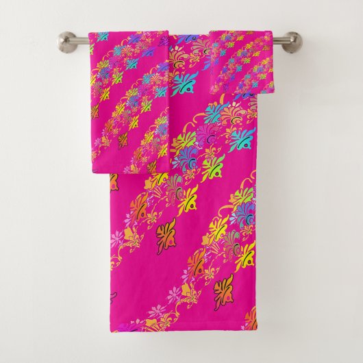 Bloemsymbolen Hot Pink Bad Handdoek (Insitu)