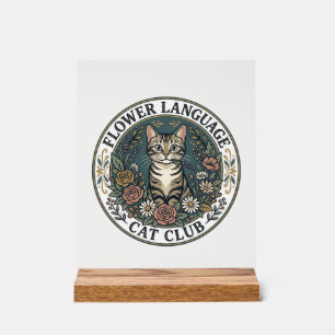 Bloemtaal Kat Kat Grafische T-shirt Kunst - Bloem  Acryl Bord