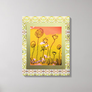 Bloemtekening Canvas Afdruk