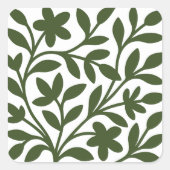 Bloemtuin Groen Wijnstok Bloem Bladeren Vierkante Sticker (Voorkant)