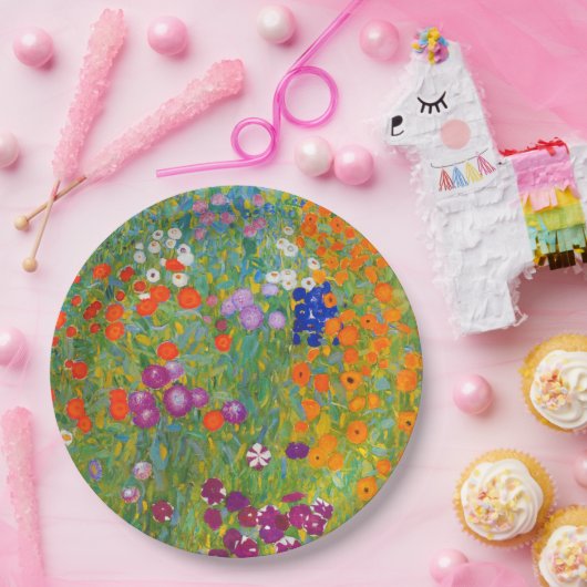Bloemtuin van Gustav Klimt Papieren Bordje (Feest)
