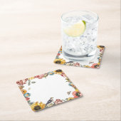  bloemtuin vierkante kartonnen onderzetter (Insitu)