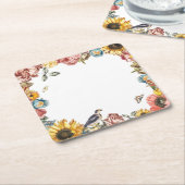  bloemtuin vierkante kartonnen onderzetter (Schuin)