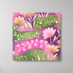Bloemtuinen Roze Paars Canvas Afdruk