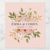  bloemtuinen voor bruiloft wijn etiket (Enkel label)