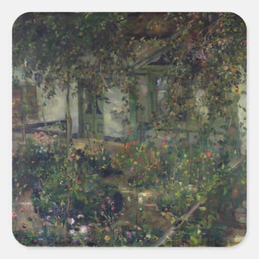 Bloemtuintuin 1904 vierkante sticker (Voorkant)
