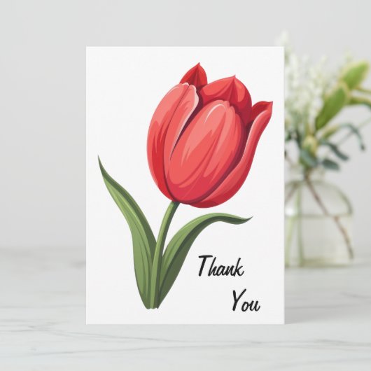 bloemtulp bedankkaart (Staand voorkant)