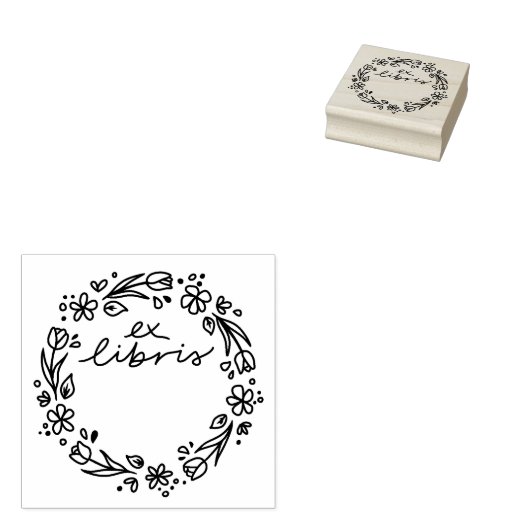 Bloemtulp ex libris boek stempel (Gestempeld)