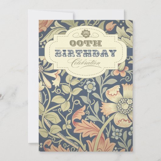 bloemtypografisch ontwerp verjaardagsuitnodiginge kaart (Voorkant)