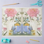 Bloemvaten ontkoppeling van de blauwe roze vlinder tissuepapier (Craft)