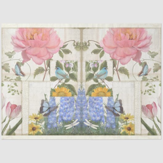 Bloemvaten ontkoppeling van de blauwe roze vlinder tissuepapier (Voorkant)