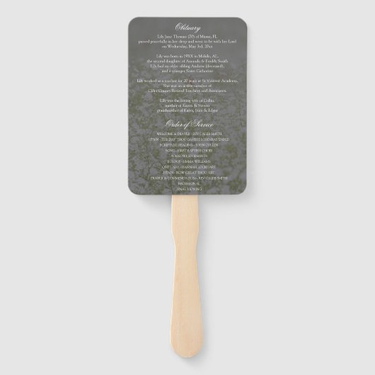 Bloemveld in liefdevol geheugen begrafenisprogramm handwaaier (Achterkant)