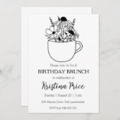 Bloemverjaardag brunch uitnodiging (Voorkant / Achterkant)
