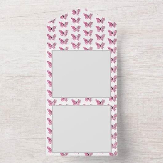 Bloemvink met roze Sakura All In One Uitnodiging (Binnen)