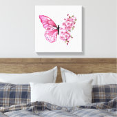 Bloemvink met roze Sakura Canvas Afdruk (Insitu (Slaapkamer))