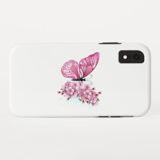 Bloemvink met roze Sakura Case-Mate iPhone Case (Achterkant (horizontaal))