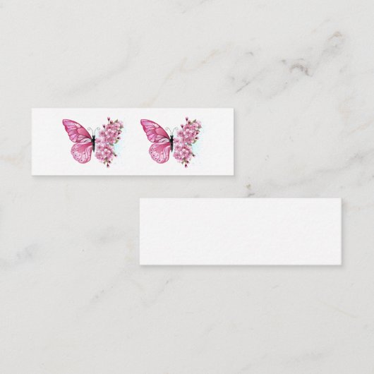 Bloemvink met roze Sakura Contactkaartje (Voorkant / Achterkant)
