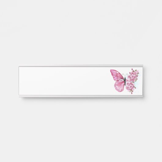 Bloemvink met roze Sakura Deurbordje (Voorkant)