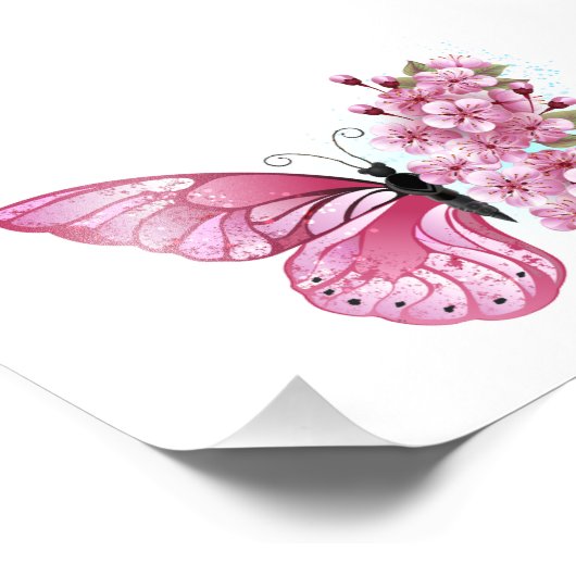 Bloemvink met roze Sakura Foto Afdruk (Hoek)