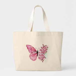 Bloemvink met roze Sakura Grote Tote Bag