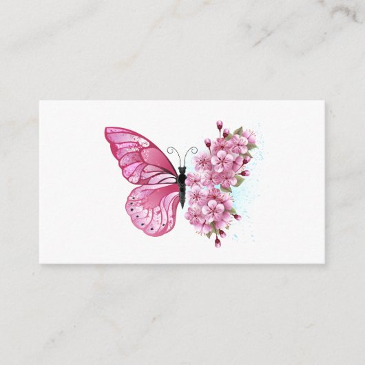 Bloemvink met roze Sakura Informatiekaartje (Voorkant)