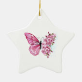 Bloemvink met roze Sakura Keramisch Ornament (Voorkant)