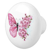 Bloemvink met roze Sakura Keramische Knop (Rechts)