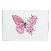 Bloemvink met roze Sakura Kussensloop (Achterkant-Links)