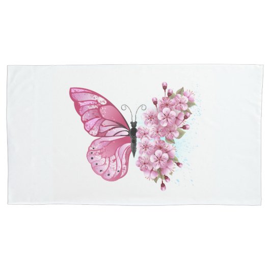 Bloemvink met roze Sakura Kussensloop (Voorkant)