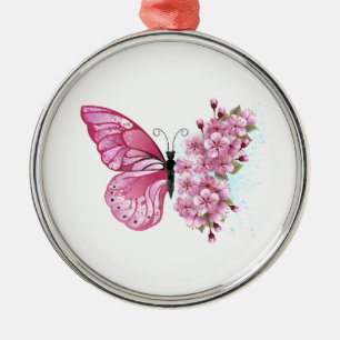 Bloemvink met roze Sakura Metalen Ornament